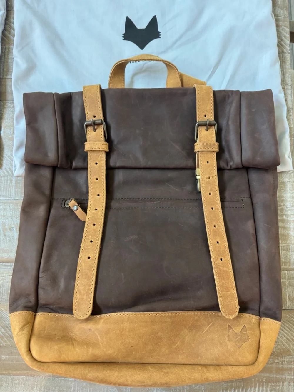 Mr Fox leather backpack handmade Mexico - Picture 2 of 6
